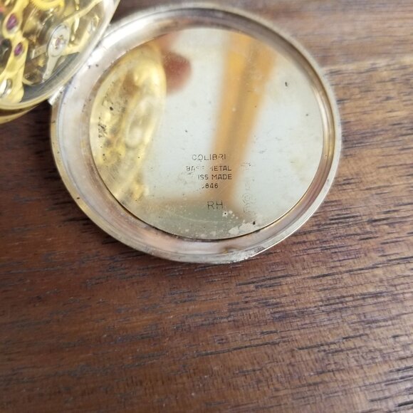Colibri Pocket Watch Incabloc 17J Swiss Gold Tone Parts or Project Only READ - Picture 8 of 11